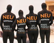 Morphsuits für die Neueröffnung der Who's Perfect Filiale in Hannover